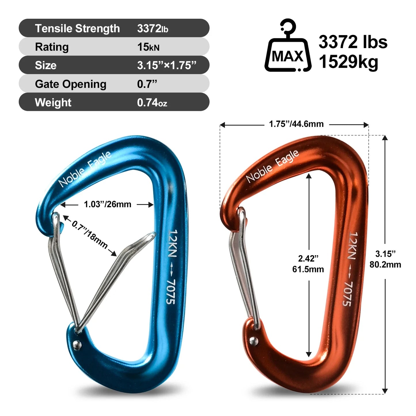 6PCS 12kN Aluminum D Ring Carabiners Heavy Duty Hook Lightweight Outdoor Camping Hiking Clips Buckle Set for Backpack Gear Daniel’s Outdoor Company