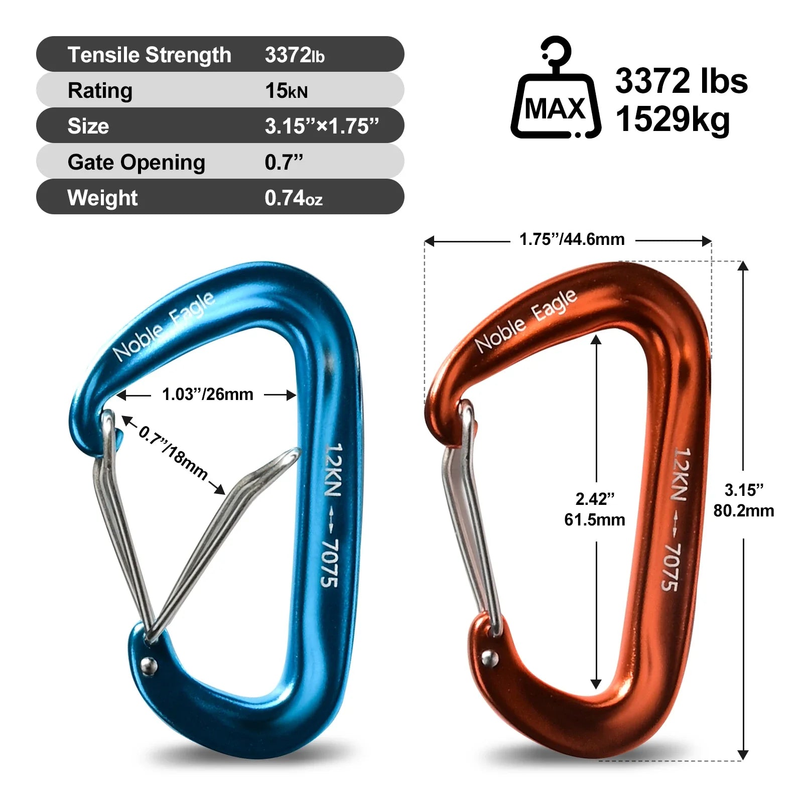 6PCS 12kN Aluminum D Ring Carabiners Heavy Duty Hook Lightweight Outdoor Camping Hiking Clips Buckle Set for Backpack Gear Daniel’s Outdoor Company