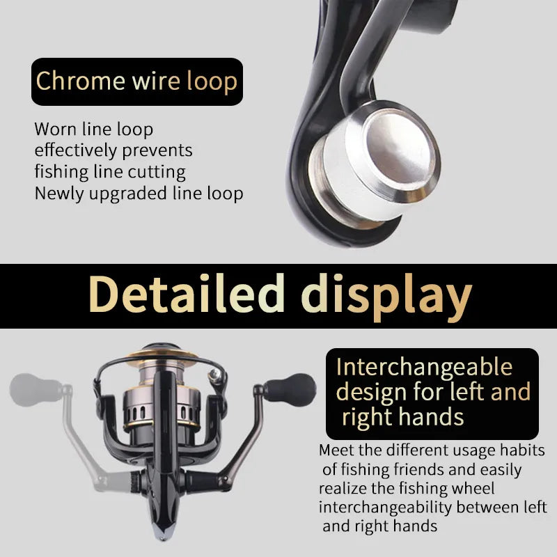 1 Piece Two-Hand Rotating Fishing Reel, He1000-7000 Series, 5.2:1 Gear Ratio, 22.05lb Extraction, Smooth and Sensitive Aluminum Alloy Body, Pa Nylon, Left/Right Hands Can Be Changed, Suitable for Freshwater and Saltwater Daniel’s Outdoor Company