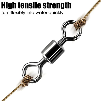 50/100Pcs Stainless Steel Fishing Connector Corrosion Resistance Barrel Bearing Rolling Swivel Solid Ring Connector Accessories Daniel’s Outdoor Company