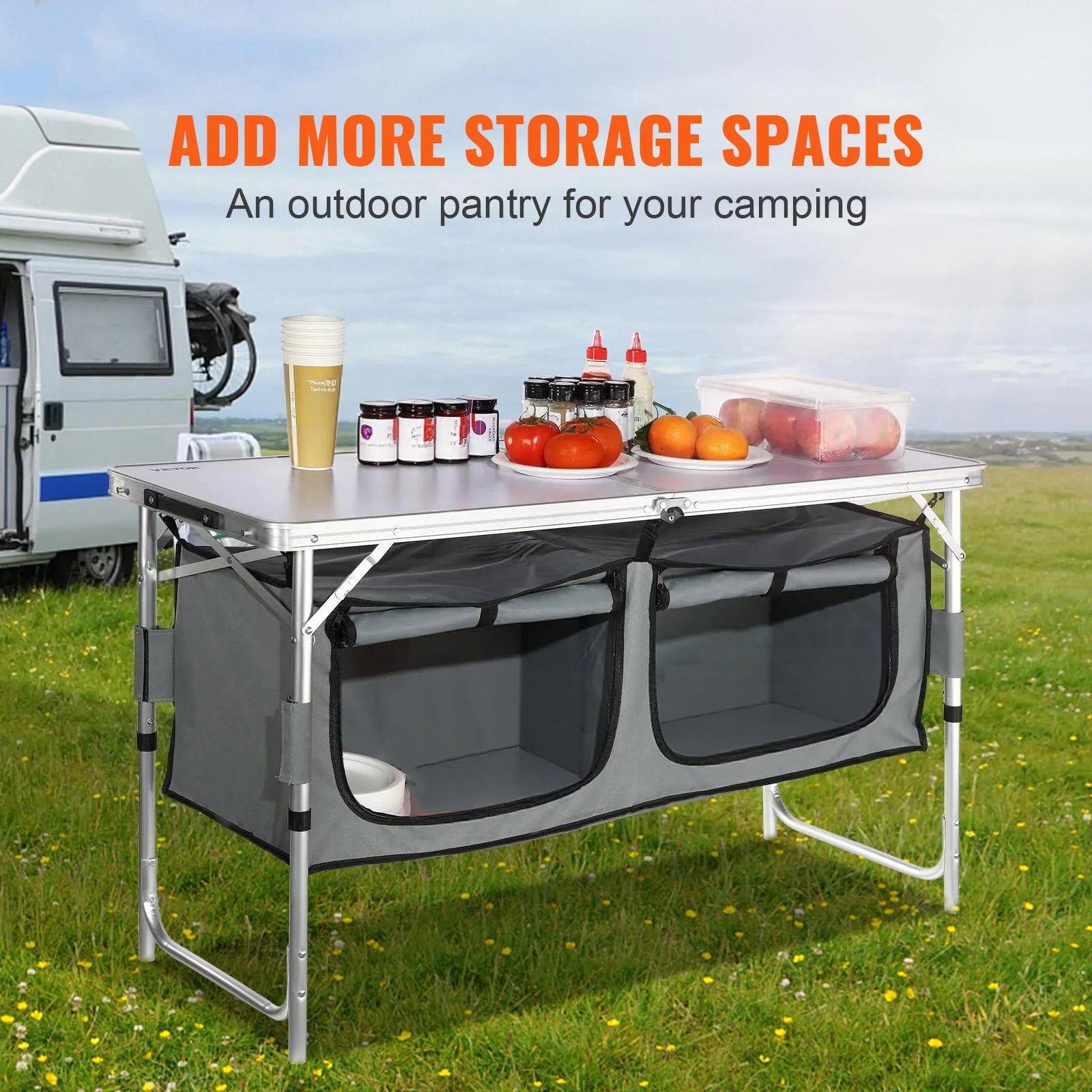 SucceBuy Camping Kitchen Table Quick set-up Folding Camping Table MDF Camping Table for Outdoor Picnics BBQ Camping RV Traveling Daniel’s Outdoor Company