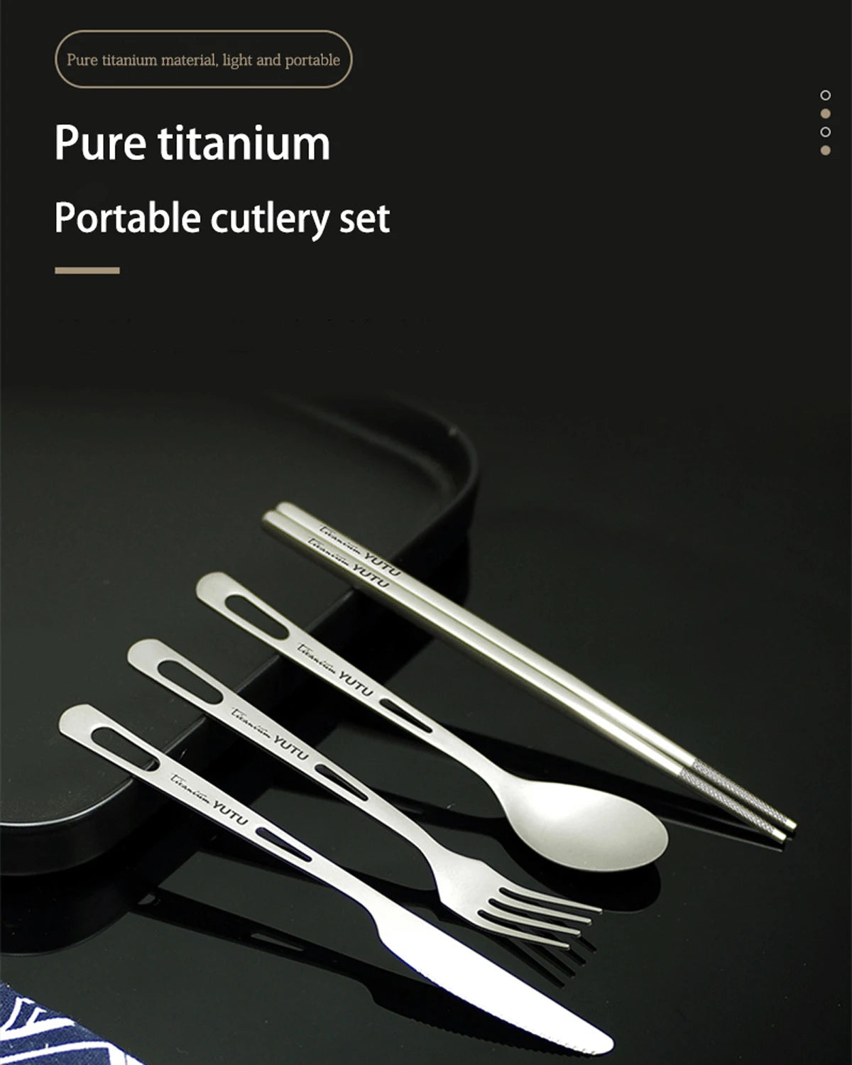 Pure Titanium Tableware Set Household Frosted Knife and Fork Spoon Chopsticks Travel Camping Portable Knife Fork Set Daniel’s Outdoor Company