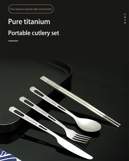 Pure Titanium Tableware Set Household Frosted Knife and Fork Spoon Chopsticks Travel Camping Portable Knife Fork Set Daniel’s Outdoor Company