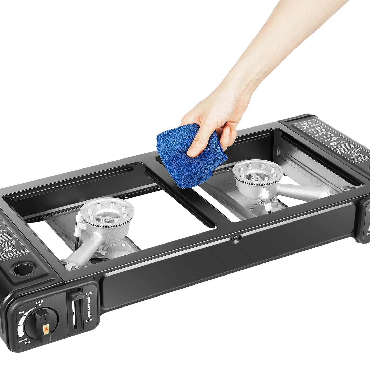 2500W Portable Camping Stove 2 Burners Camping Stove with Baking Tray&Portable Case use  Butane or LPG Home Application Outdoor Daniel’s Outdoor Company