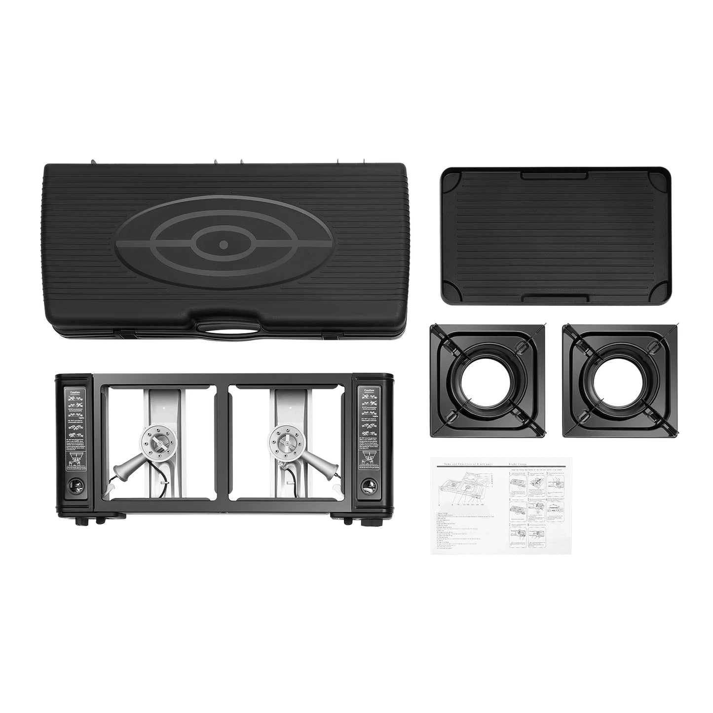 2500W Portable Camping Stove 2 Burners Camping Stove with Baking Tray&Portable Case use  Butane or LPG Home Application Outdoor Daniel’s Outdoor Company