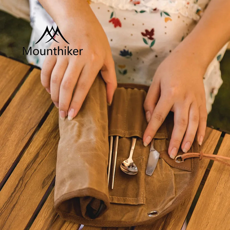 Portable Roll Up Pouch Bag Outdoor Camping Cutlery Storage Bag Cutlery Storage Water Resistant Case For Forks Spoons Chopstick Daniel’s Outdoor Company
