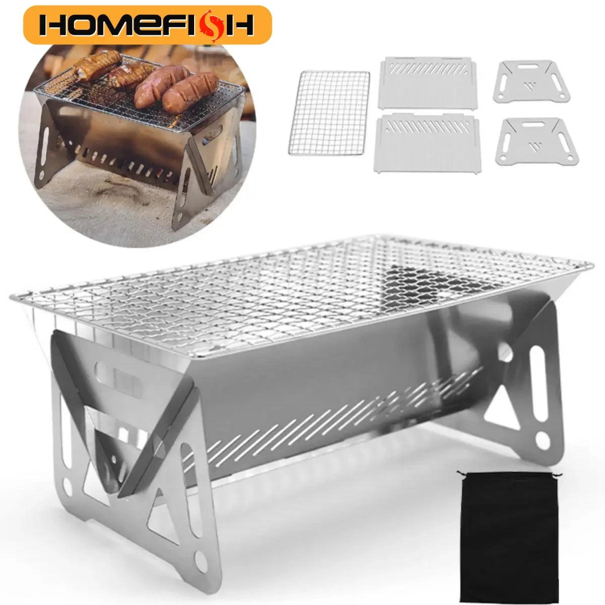 Barbecue Grill Heating Stores Multi-Function Camping BBQ Grill Rack Net Firewood Stove Stainless Steel BBQ Grill Daniel’s Outdoor Company