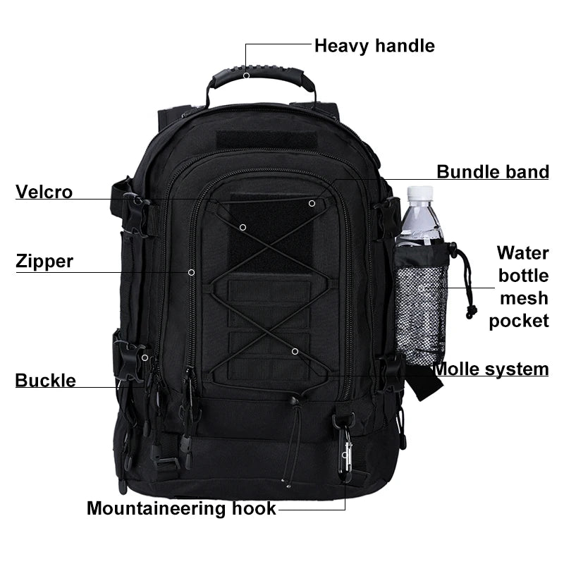 60L Military Tactical Backpack Army Molle Assault Rucksack Outdoor Travel Hiking Rucksacks Camping Hunting mochila hombre Daniel’s Outdoor Company