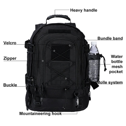 60L Military Tactical Backpack Army Molle Assault Rucksack Outdoor Travel Hiking Rucksacks Camping Hunting mochila hombre Daniel’s Outdoor Company