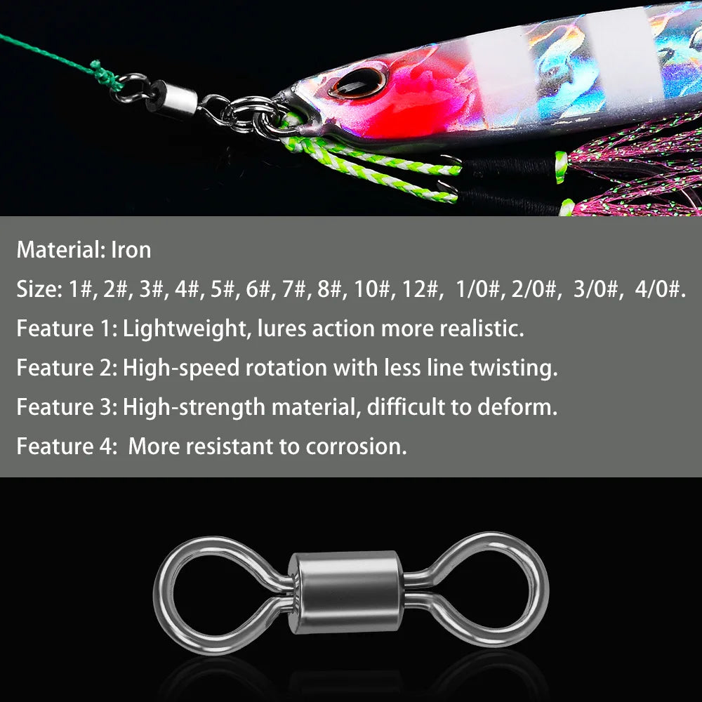 50Pcs Bearing Swivel Fishing Connector Stainless Steel Carp Snap Fishhook Lure Solid Ring Swivel Tackle Fishing Accessories Daniel’s Outdoor Company