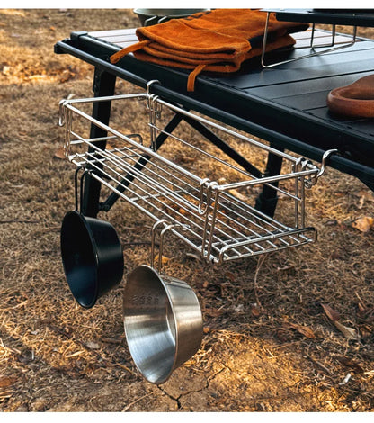 Outdoor Aluminum Table Side Storage Rack Hanging Mesh IGT Table Expansion Bracket Folding Table Extension Basket Folding Rack Daniel’s Outdoor Company