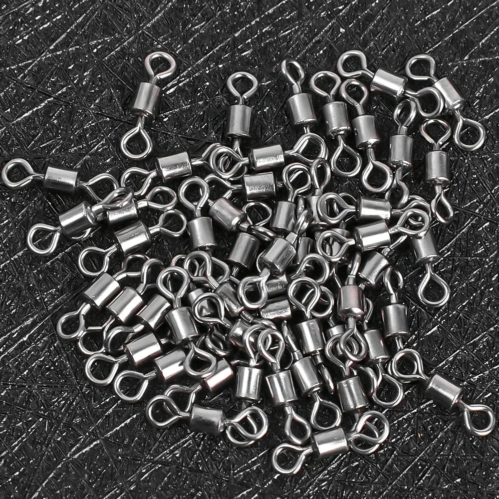 50/100Pcs Stainless Steel Fishing Connector Corrosion Resistance Barrel Bearing Rolling Swivel Solid Ring Connector Accessories Daniel’s Outdoor Company