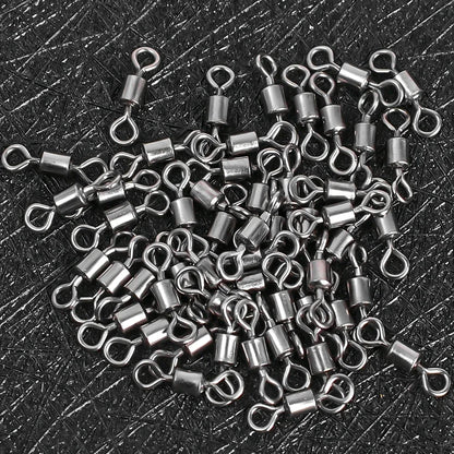 50/100Pcs Stainless Steel Fishing Connector Corrosion Resistance Barrel Bearing Rolling Swivel Solid Ring Connector Accessories Daniel’s Outdoor Company