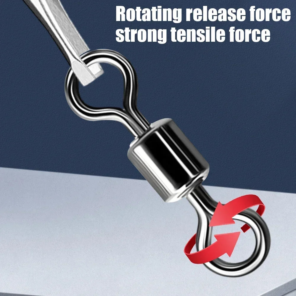 50/100Pcs Stainless Steel Fishing Connector Corrosion Resistance Barrel Bearing Rolling Swivel Solid Ring Connector Accessories Daniel’s Outdoor Company