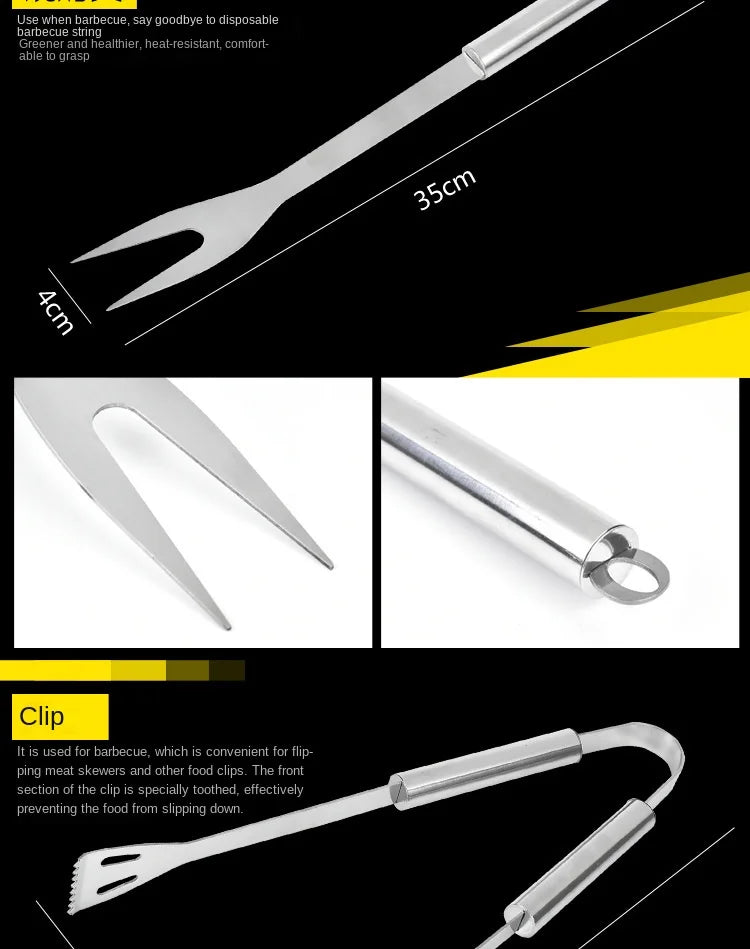 Stainless steel oven set barbecue combination tool outdoor BBQ barbecue set barbecue set storage portable cloth bag baking tool Daniel’s Outdoor Company