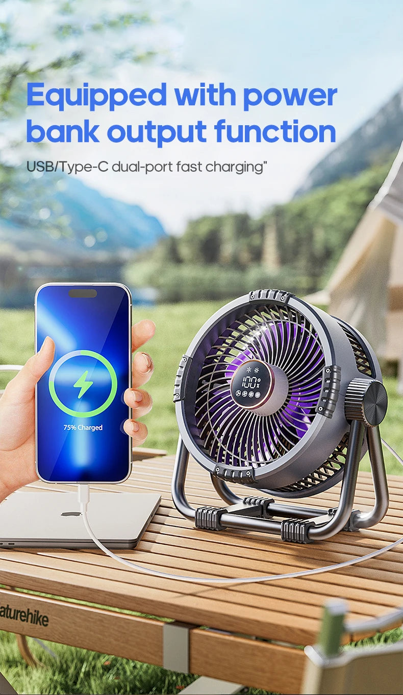 Portable 6 in 1 Outdoor Camping Fan 20000mAh Rechargeable Wireless Tent Ceiling Fan 4 Speed Adjustment LED Lighting Power Bank Daniel’s Outdoor Company