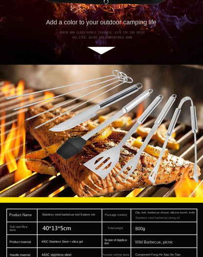 Stainless steel oven set barbecue combination tool outdoor BBQ barbecue set barbecue set storage portable cloth bag baking tool Daniel’s Outdoor Company