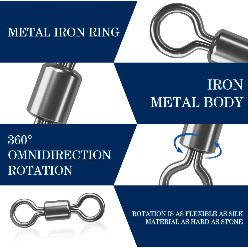 50Pcs Bearing Swivel Fishing Connector Stainless Steel Carp Snap Fishhook Lure Solid Ring Swivel Tackle Fishing Accessories Daniel’s Outdoor Company