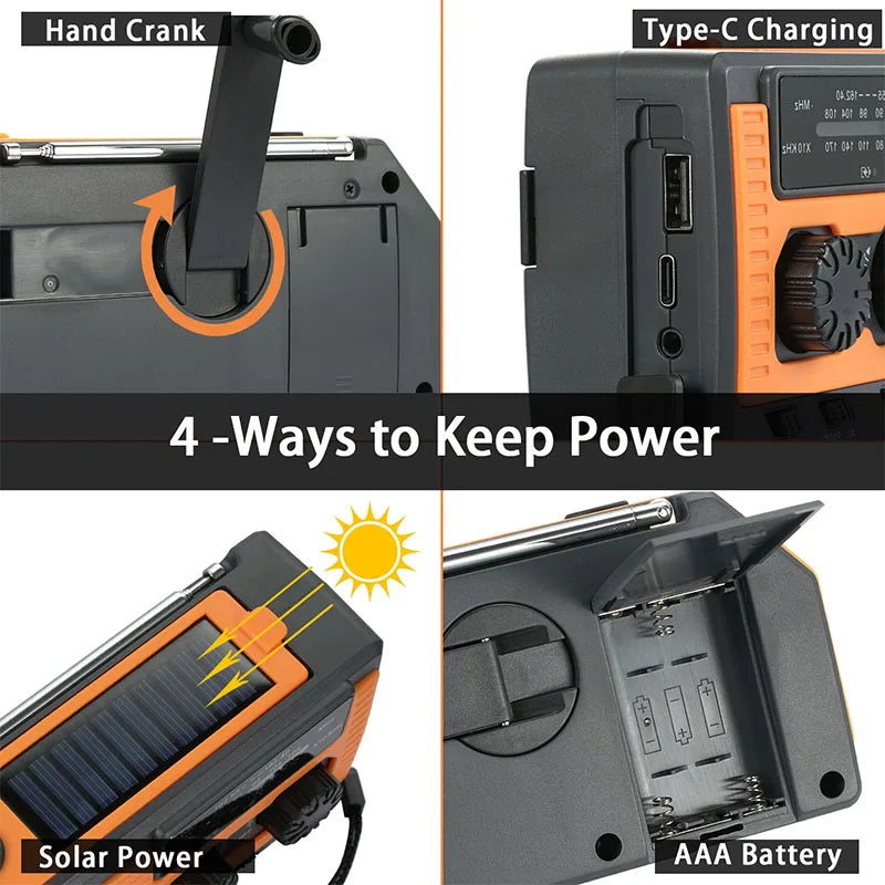LOTOTG Portable Emergency Solar Power Radio Hand Crank Charging AM/FM Weather Radio Led Reading Flashlight Bank Phone Charger Daniel’s Outdoor Company