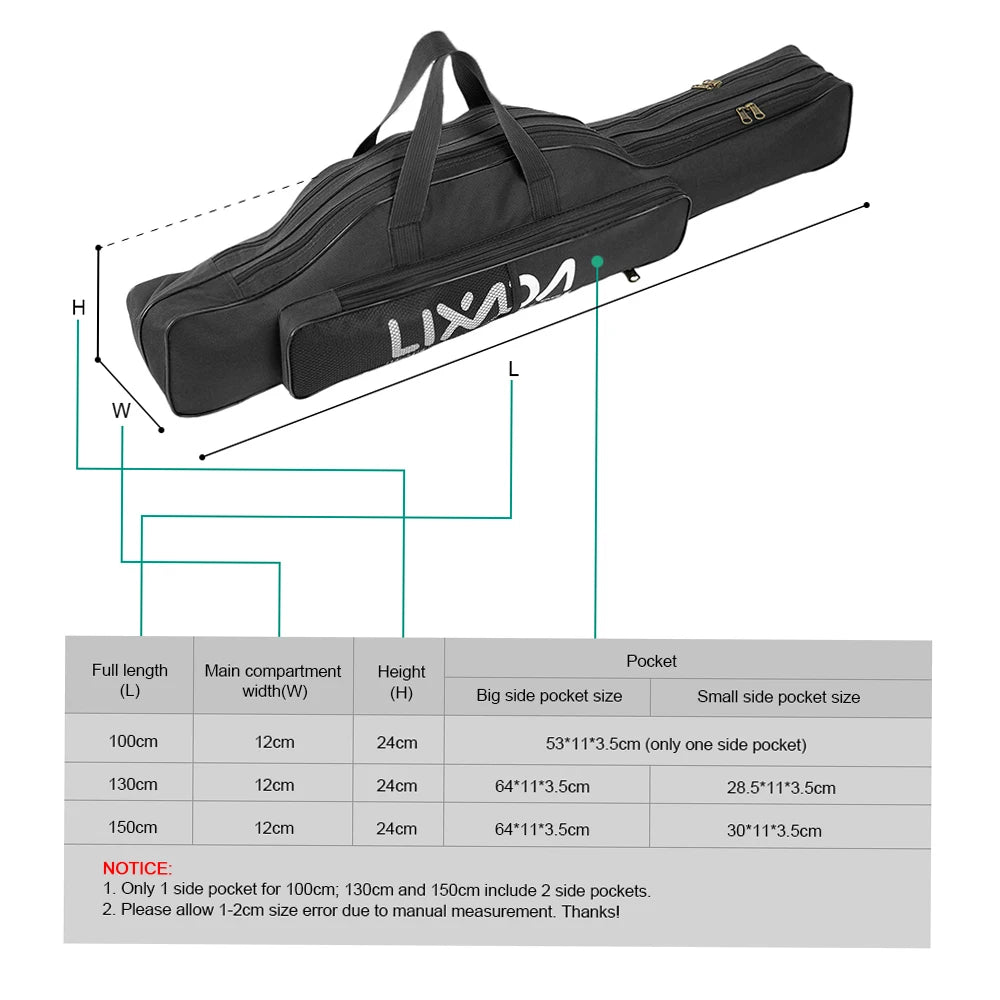 Lixada 100/130/150cm Fishing Bag Portable Folding Fishing Rod Reel Bag Fishing Tackle Carry Case Carrier Bag backpack fishing Daniel’s Outdoor Company