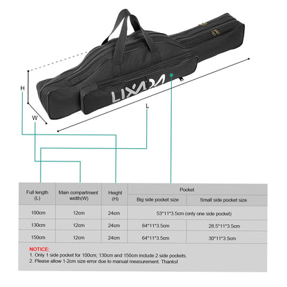 Lixada 100/130/150cm Fishing Bag Portable Folding Fishing Rod Reel Bag Fishing Tackle Carry Case Carrier Bag backpack fishing Daniel’s Outdoor Company