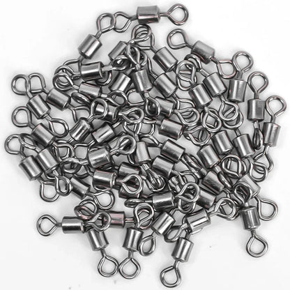 50/100Pcs Stainless Steel Fishing Connector Corrosion Resistance Barrel Bearing Rolling Swivel Solid Ring Connector Accessories Daniel’s Outdoor Company