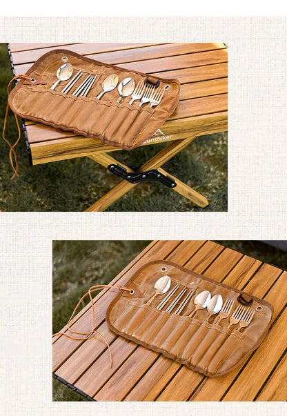 Portable Roll Up Pouch Bag Outdoor Camping Cutlery Storage Bag Cutlery Storage Water Resistant Case For Forks Spoons Chopstick Daniel’s Outdoor Company