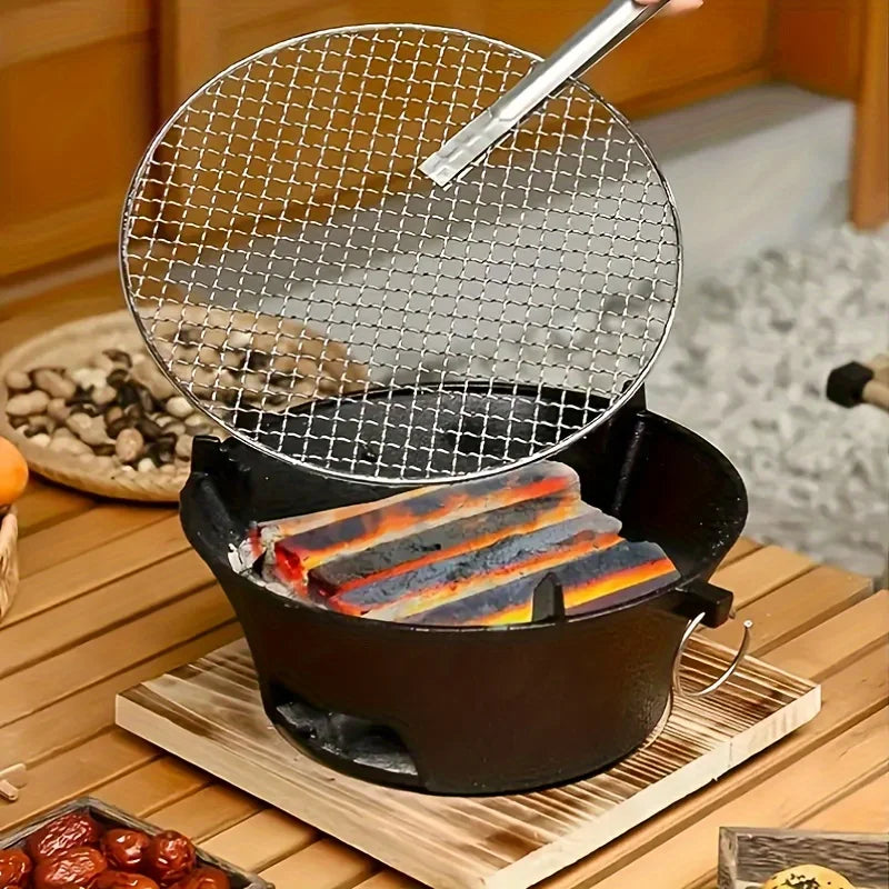 Round barbecue grill, portable camping stove, picnic barbecue party stove, family camping, desktop small charcoal barbecue grill Daniel’s Outdoor Company