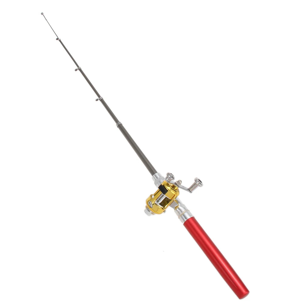 Aluminum Alloy Fishing Rod Pole Reel Multicolor Fishing Tool Pocket Fish Pen Mini Portable Pocket Fish Pen Shape Daniel’s Outdoor Company
