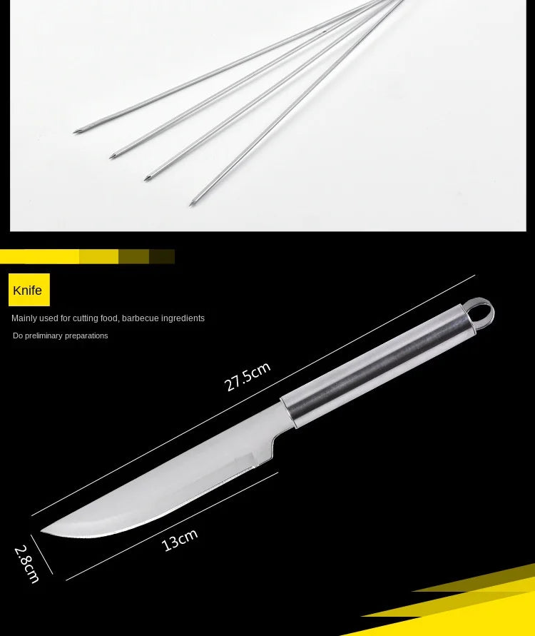 Stainless steel oven set barbecue combination tool outdoor BBQ barbecue set barbecue set storage portable cloth bag baking tool Daniel’s Outdoor Company