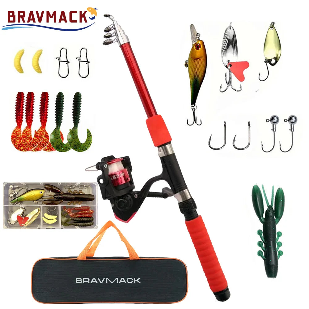 Fishing Pole Set Full Kits With Telescopic Fishing Rod And Spinning Reel Baits Hooks Travel Pole Set Daniel’s Outdoor Company