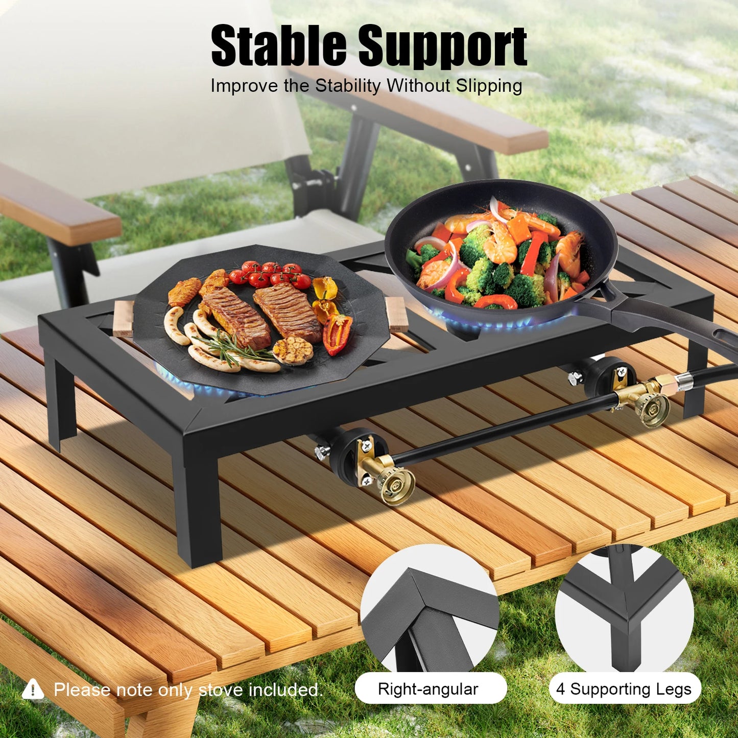 8000W Portable Double Burner Outdoor Gas Stove Propane Cooker with Adjustable 0-10Psi Regulator Hose for Patio Camping, BBQ Daniel’s Outdoor Company