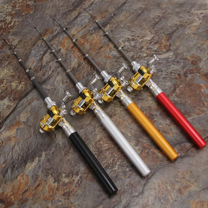 Aluminum Alloy Fishing Rod Pole Reel Multicolor Fishing Tool Pocket Fish Pen Mini Portable Pocket Fish Pen Shape Daniel’s Outdoor Company