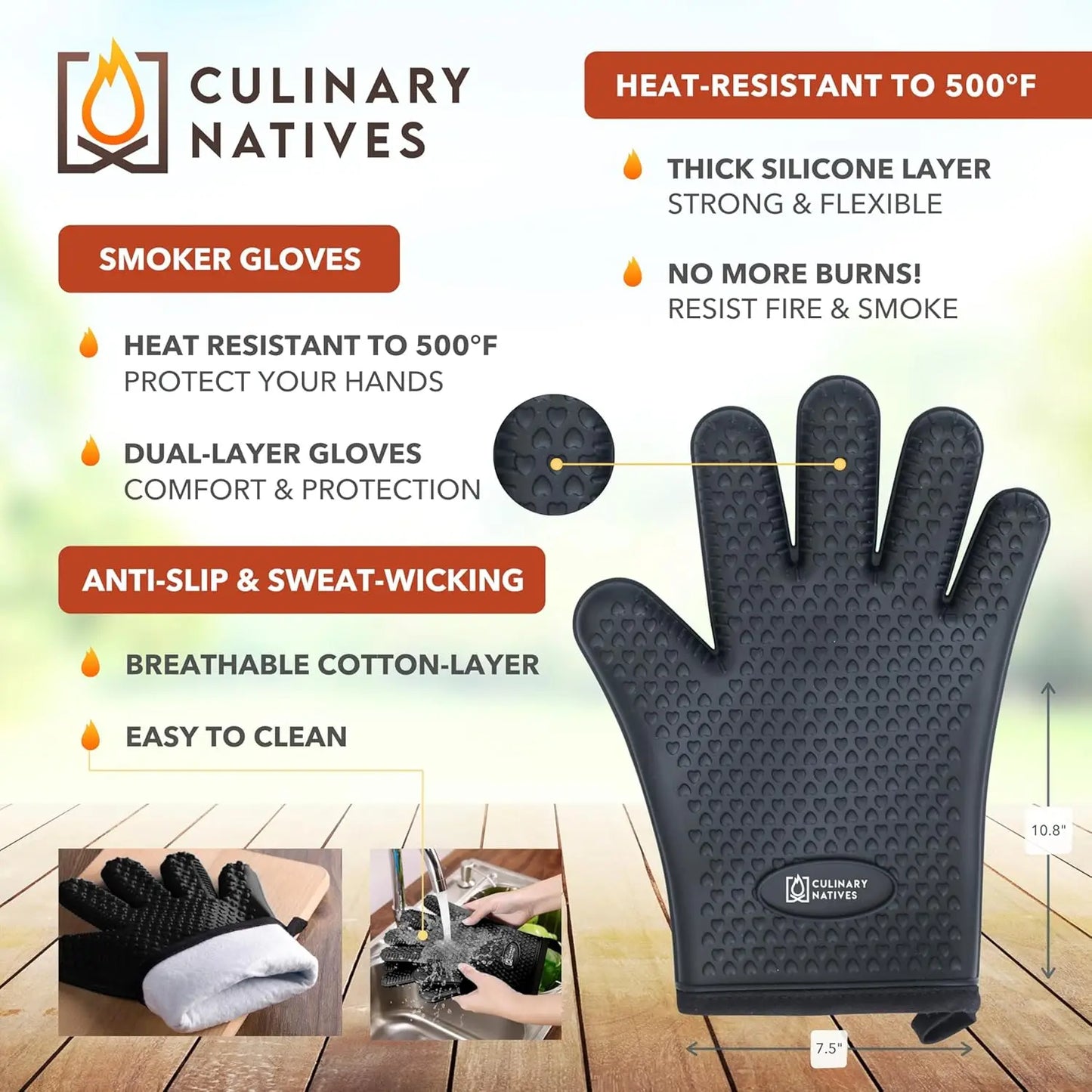 Heat-Resistant BBQ Gloves & Meat Claws Set with Thermometer, Timer, Brush for Grilling Daniel’s Outdoor Company