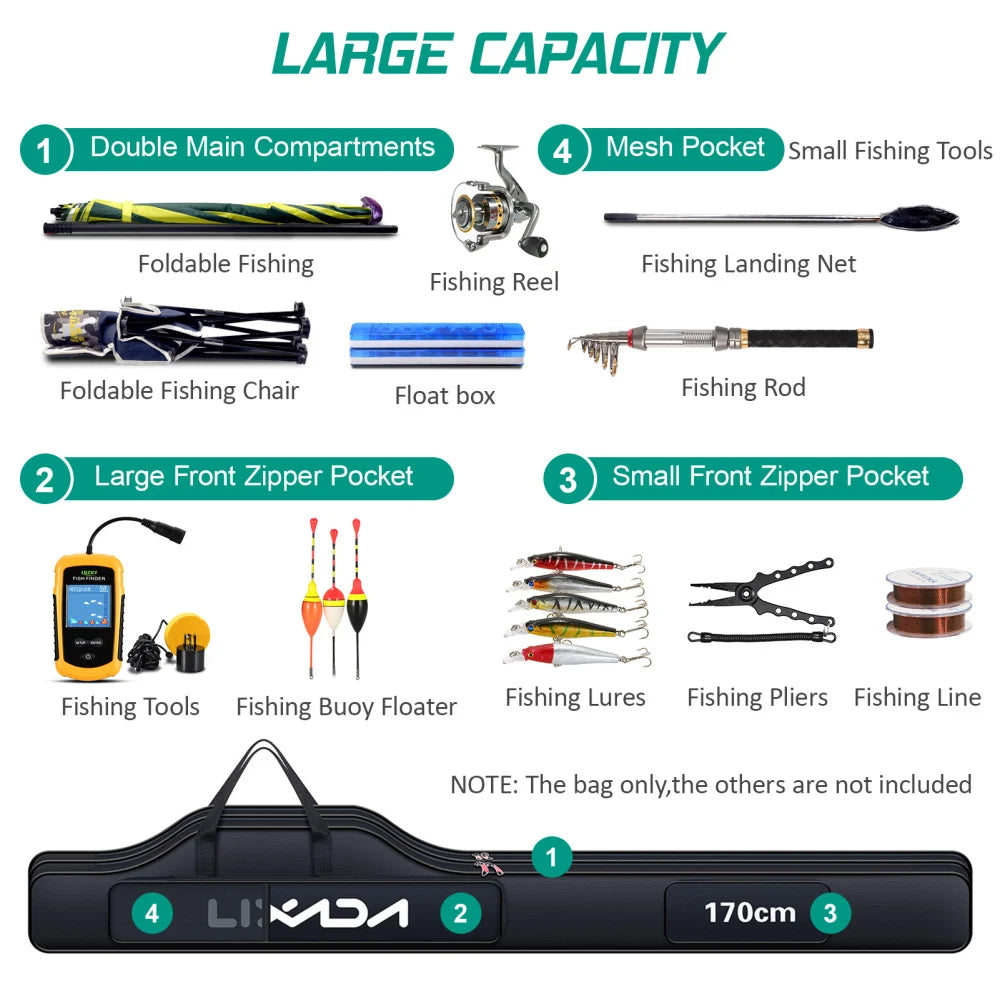 Lixada 100/130/150cm Fishing Bag Portable Folding Fishing Rod Reel Bag Fishing Tackle Carry Case Carrier Bag backpack fishing Daniel’s Outdoor Company