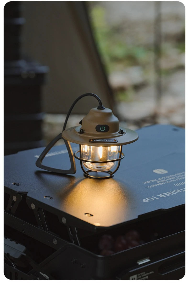 Shine Trip Outdoor Retro Smalldroplight, Campsite Lamp, Atmosphere Lamp, USB Charging Tent Light, LED Camping Hangling Lamp Daniel’s Outdoor Company
