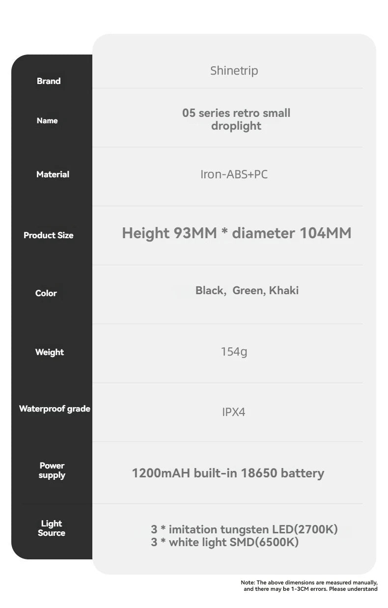 Shine Trip Outdoor Retro Smalldroplight, Campsite Lamp, Atmosphere Lamp, USB Charging Tent Light, LED Camping Hangling Lamp Daniel’s Outdoor Company