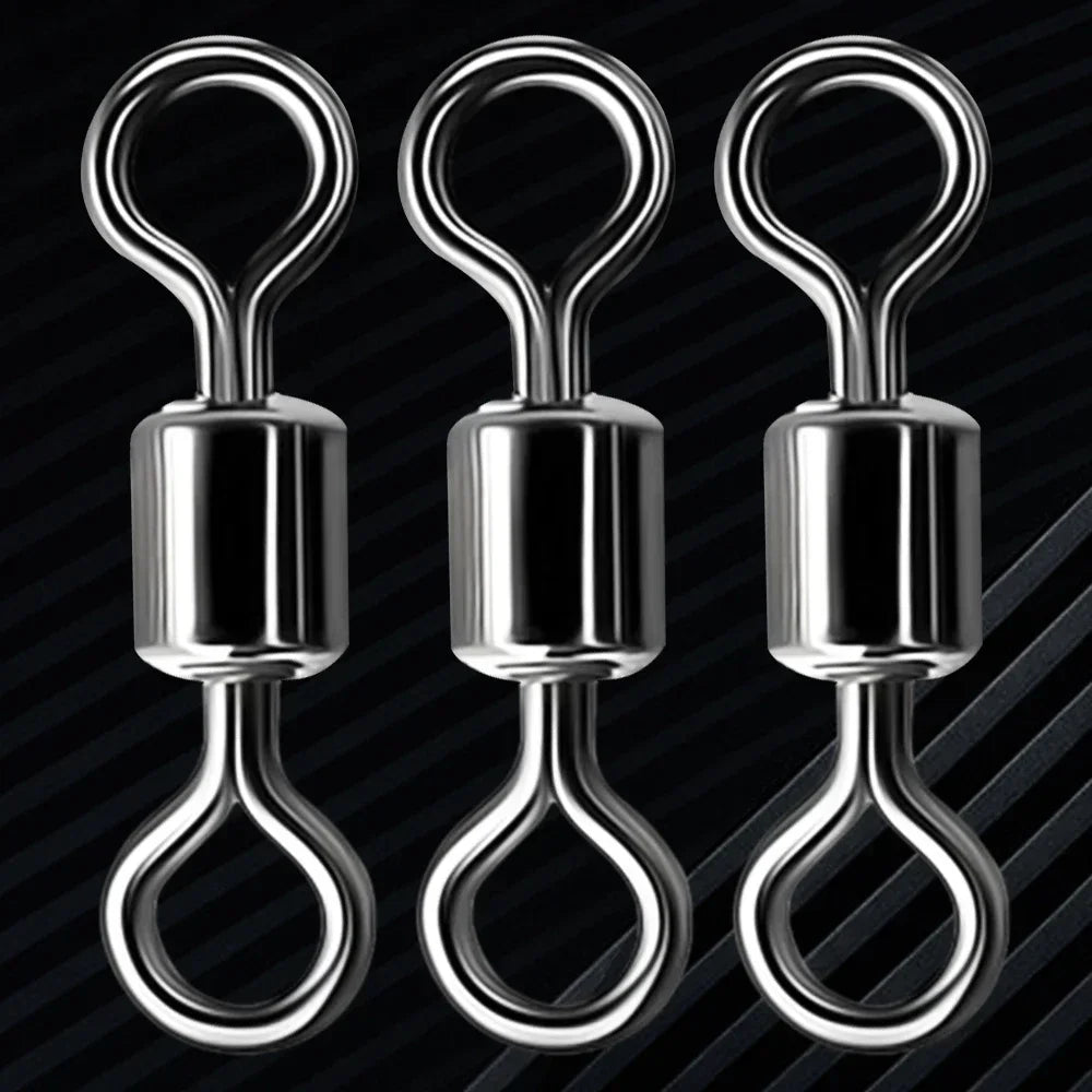 50/100Pcs Stainless Steel Fishing Connector Corrosion Resistance Barrel Bearing Rolling Swivel Solid Ring Connector Accessories Daniel’s Outdoor Company