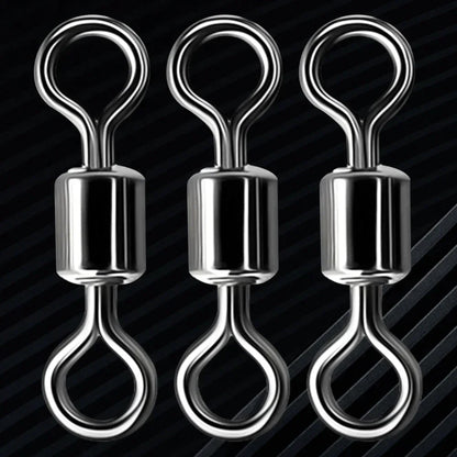 50/100Pcs Stainless Steel Fishing Connector Corrosion Resistance Barrel Bearing Rolling Swivel Solid Ring Connector Accessories Daniel’s Outdoor Company