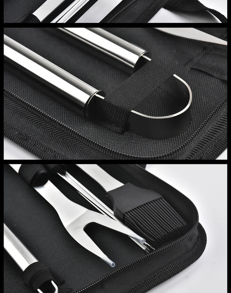 Stainless steel oven set barbecue combination tool outdoor BBQ barbecue set barbecue set storage portable cloth bag baking tool Daniel’s Outdoor Company