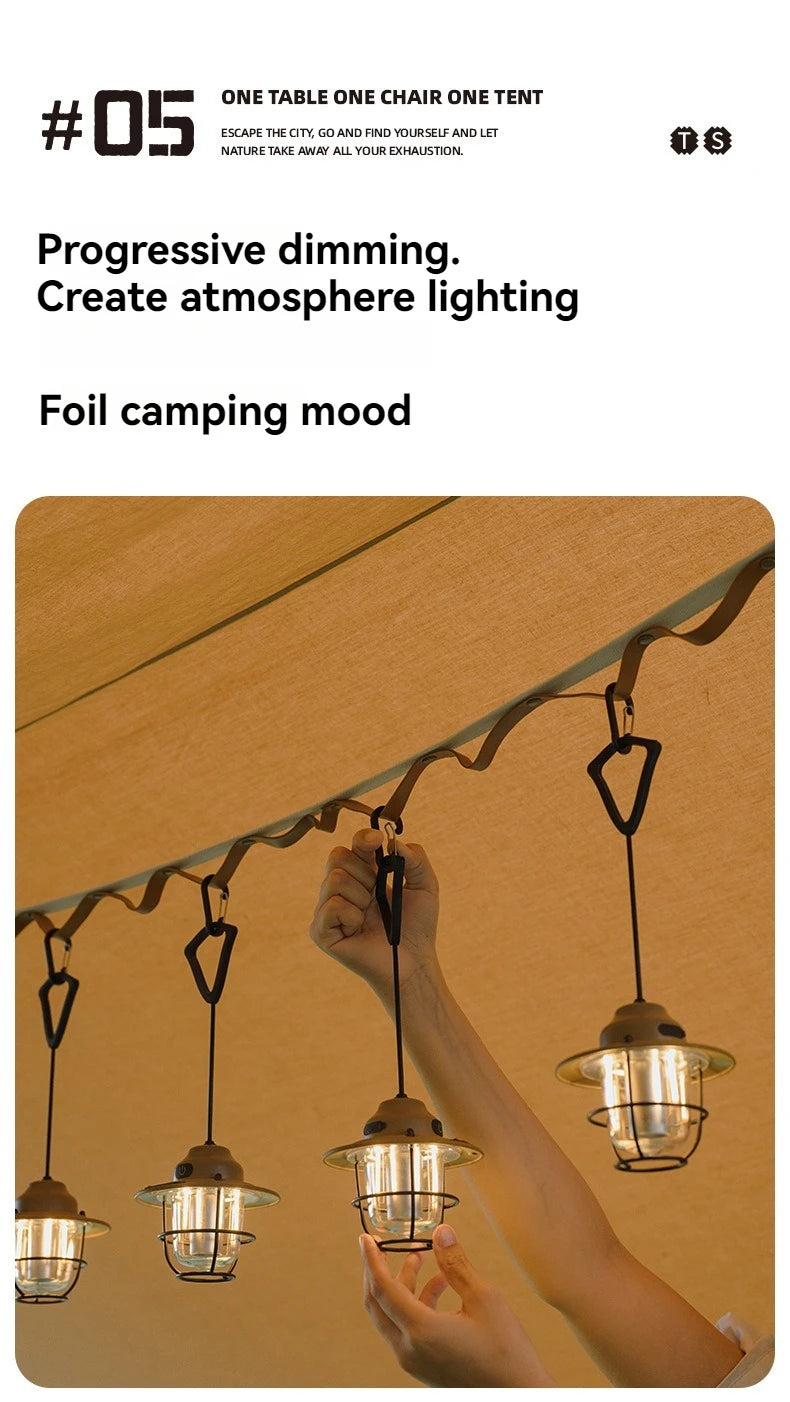 Shine Trip Outdoor Retro Smalldroplight, Campsite Lamp, Atmosphere Lamp, USB Charging Tent Light, LED Camping Hangling Lamp Daniel’s Outdoor Company