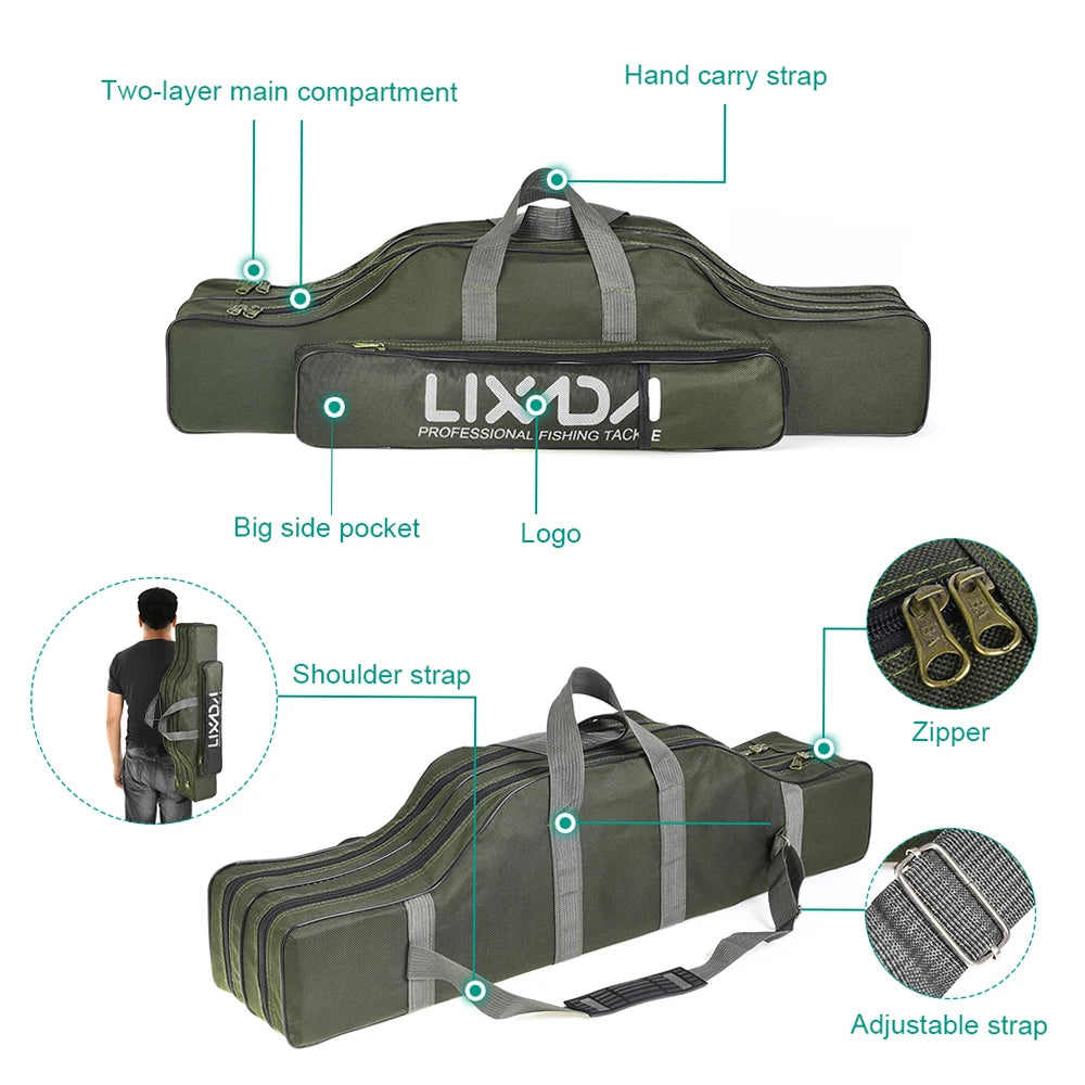 Lixada 100/130/150cm Fishing Bag Portable Folding Fishing Rod Reel Bag Fishing Tackle Carry Case Carrier Bag backpack fishing Daniel’s Outdoor Company
