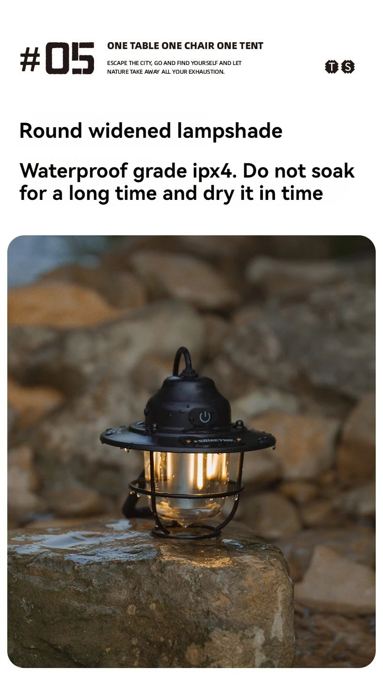 Shine Trip Outdoor Retro Smalldroplight, Campsite Lamp, Atmosphere Lamp, USB Charging Tent Light, LED Camping Hangling Lamp Daniel’s Outdoor Company
