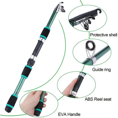 Fishing Pole Set Full Kits With Telescopic Fishing Rod And Spinning Reel Baits Hooks Travel Pole Set Daniel’s Outdoor Company