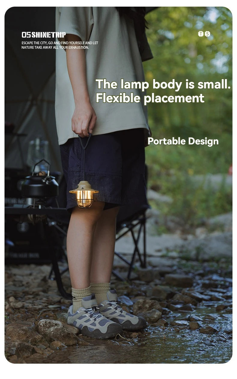 Shine Trip Outdoor Retro Smalldroplight, Campsite Lamp, Atmosphere Lamp, USB Charging Tent Light, LED Camping Hangling Lamp Daniel’s Outdoor Company