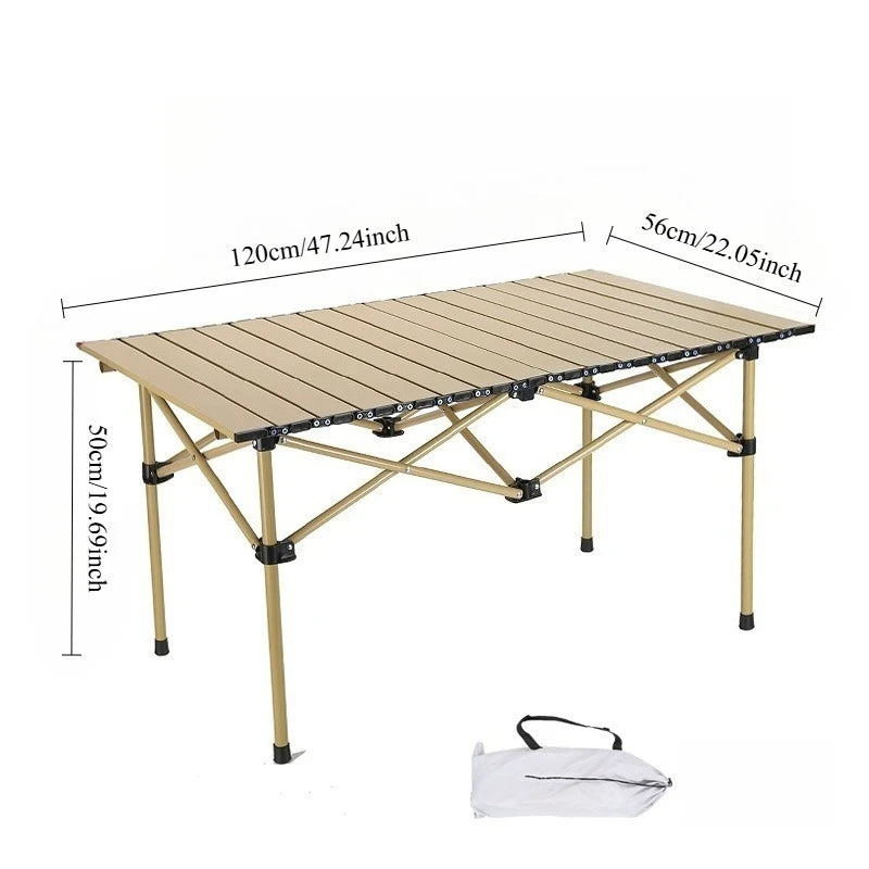 Foldable roll up Camping Table, Lightweight and Portable Compact Metal Camping Table, Suitable for Outdoor barbecues and picnics Daniel’s Outdoor Company