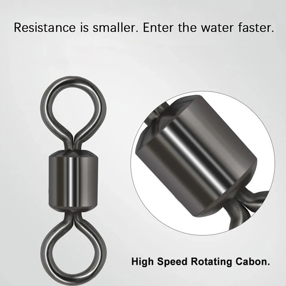 50Pcs Bearing Swivel Fishing Connector Stainless Steel Carp Snap Fishhook Lure Solid Ring Swivel Tackle Fishing Accessories Daniel’s Outdoor Company