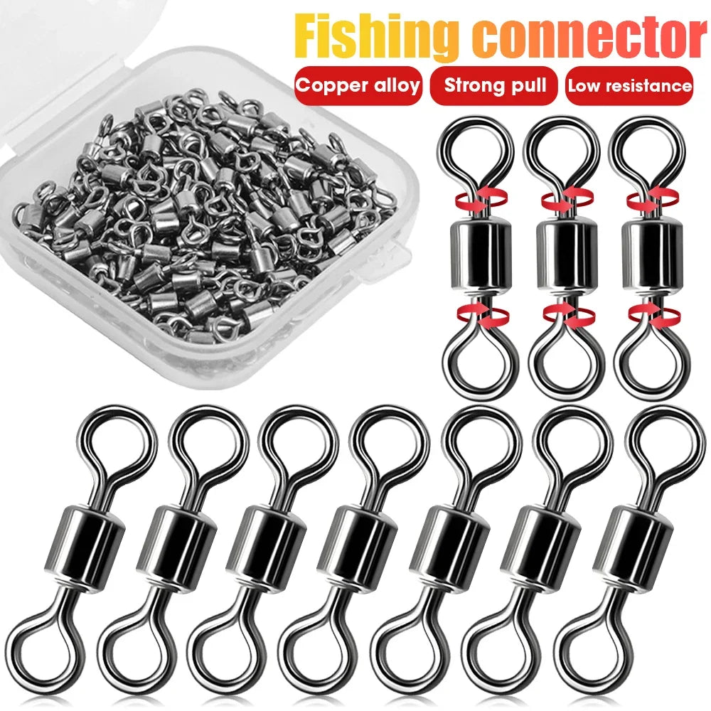 50/100Pcs Stainless Steel Fishing Connector Corrosion Resistance Barrel Bearing Rolling Swivel Solid Ring Connector Accessories Daniel’s Outdoor Company