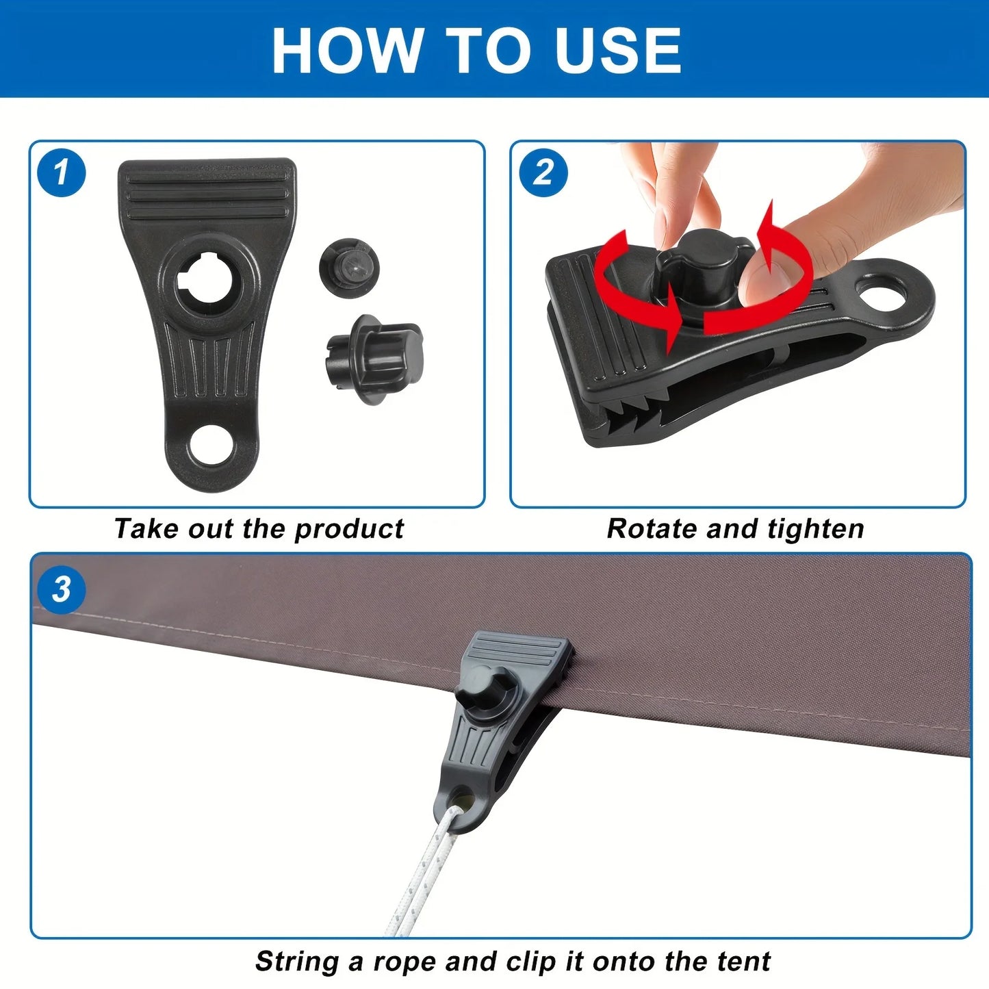 10Pcs Tarp Clips Heavy Duty Lock Grip Clamps Pool Cover Tent Fasteners Holder Windproof for Canopy Awnings Outdoor Camping Daniel’s Outdoor Company