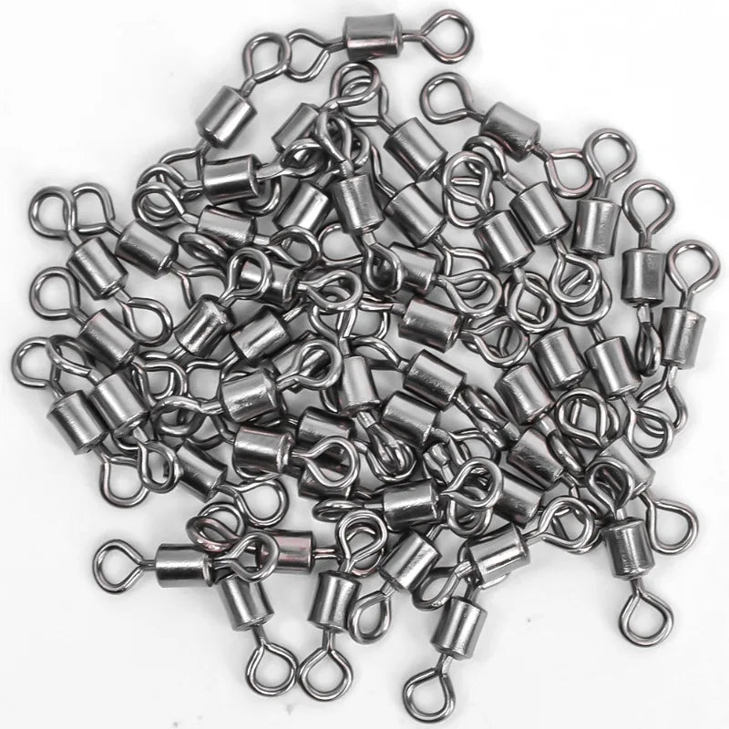50/100Pcs Stainless Steel Fishing Connector Corrosion Resistance Barrel Bearing Rolling Swivel Solid Ring Connector Accessories Daniel’s Outdoor Company